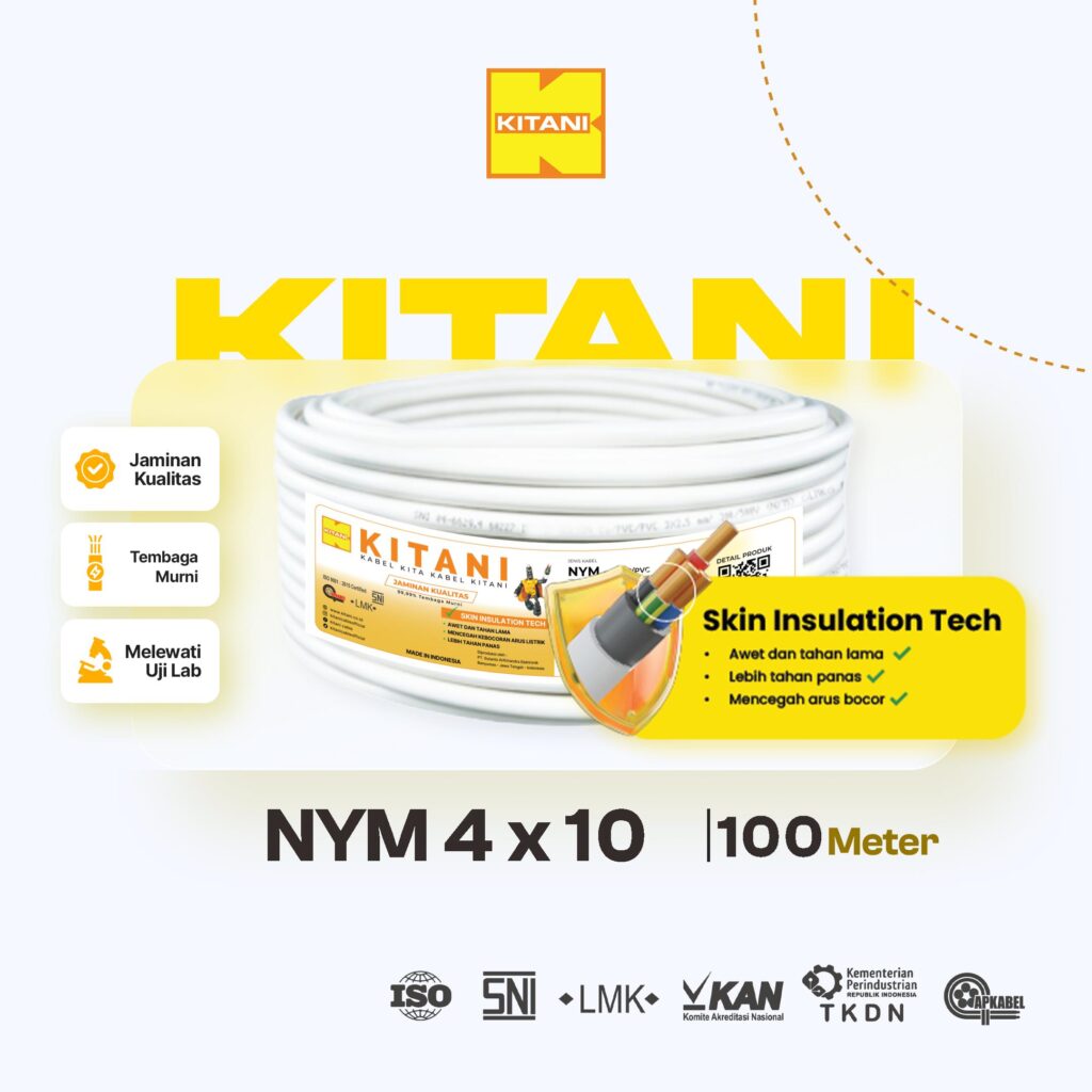 KITANI – NYM 4×10 mm² – 100 Meter –  Kabel Listrik Tembaga Kawat