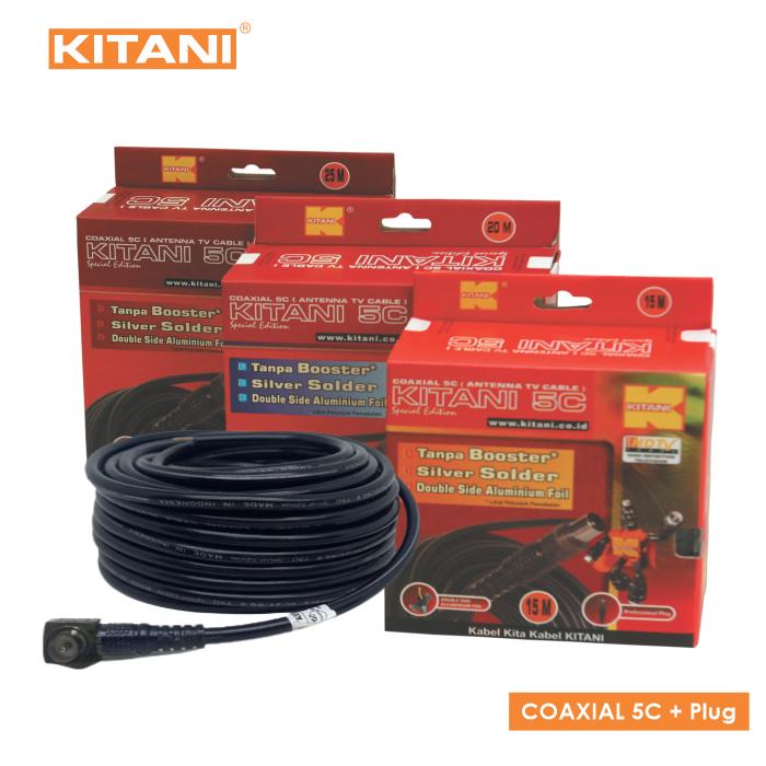 KITANI – Coaxial 5C+Plug – 15 Meter –  Kabel Antena TV