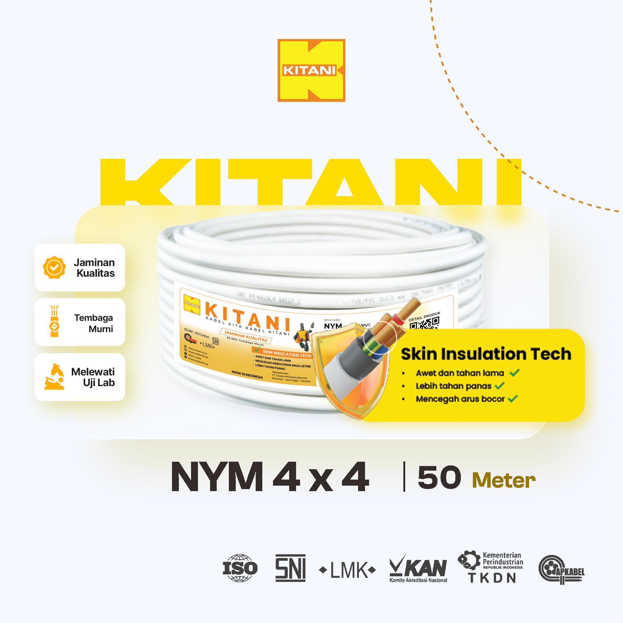 KITANI - NYM 4x4 mm² - 50 Meter - Kabel Listrik Tembaga Kawat