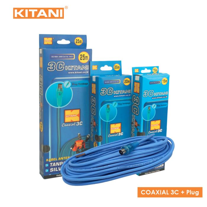 KITANI – Coaxial 3C+Plug – 20 Meter –  Kabel Antena TV