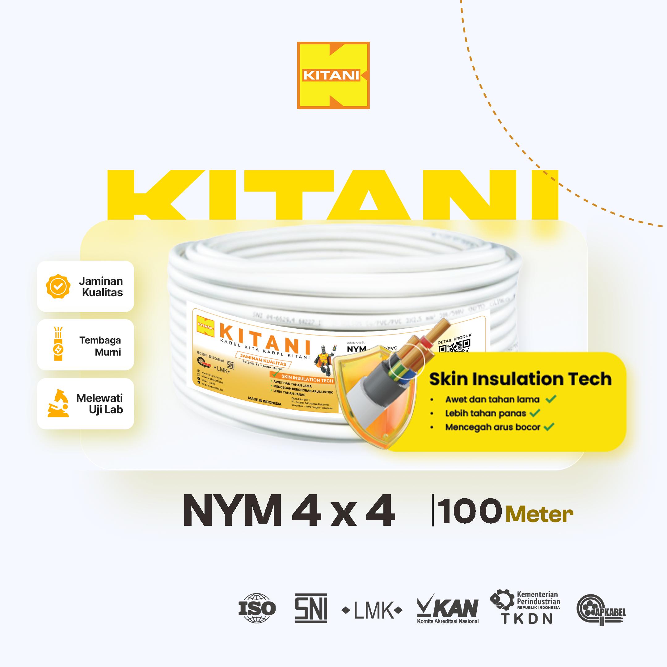 KITANI - NYM 4x4 mm² - 100 Meter - Kabel Listrik Tembaga Kawat