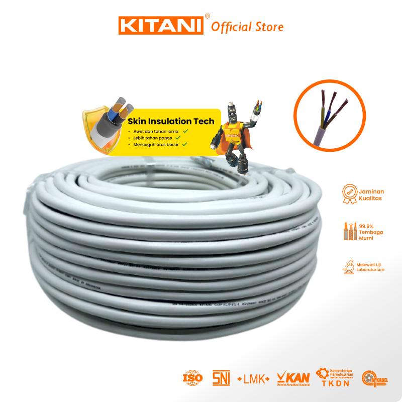 KITANI – NYMHY 3×0.75 mm² – 100 Meter –  Kabel Listrik Tembaga Serabut
