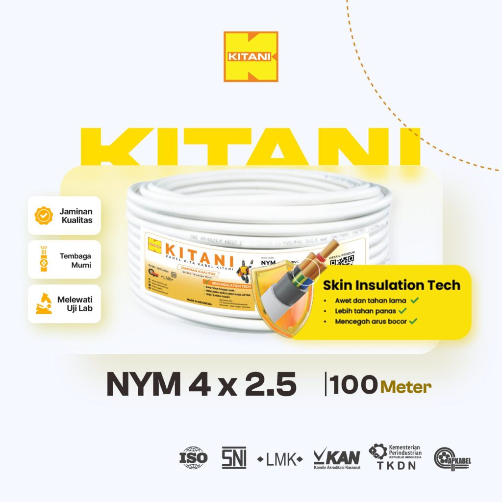 KITANI – NYM 4×2.5 mm² – 100 Meter –  Kabel Listrik Tembaga Kawat